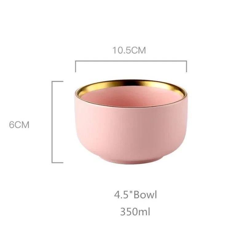 Pink Porcelain Tableware with Gold Rim