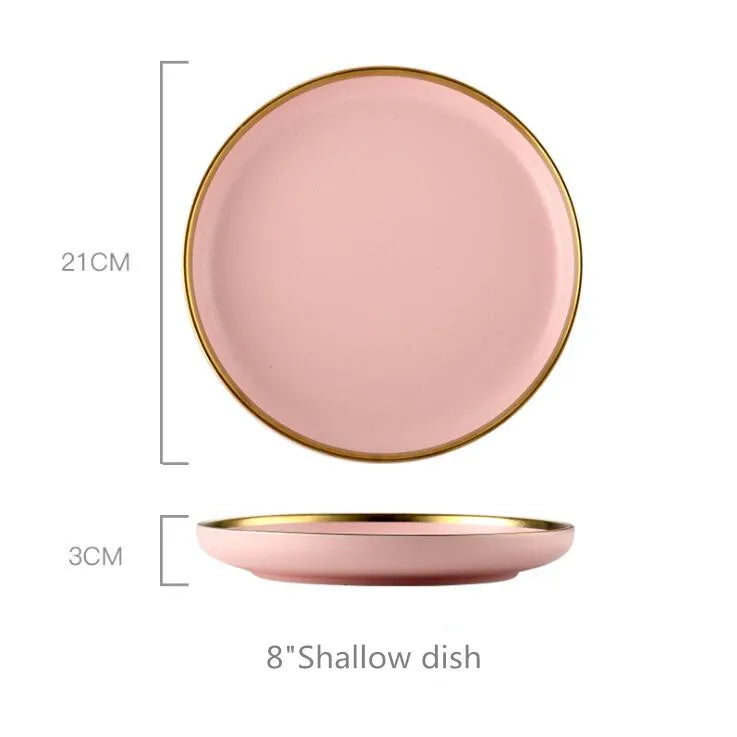 Pink Porcelain Tableware with Gold Rim