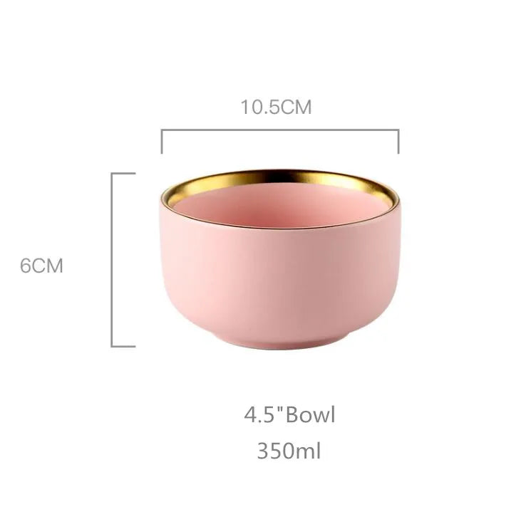 Pink Porcelain Tableware with Gold Rim