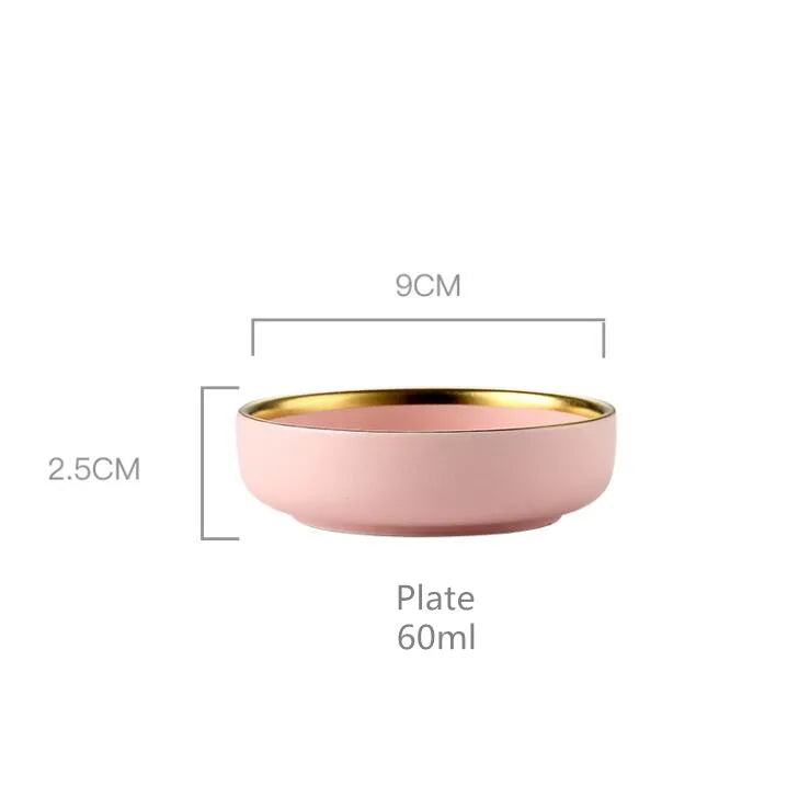 Pink Porcelain Tableware with Gold Rim