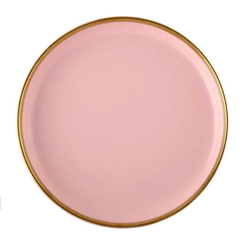 Pink Porcelain Tableware with Gold Rim