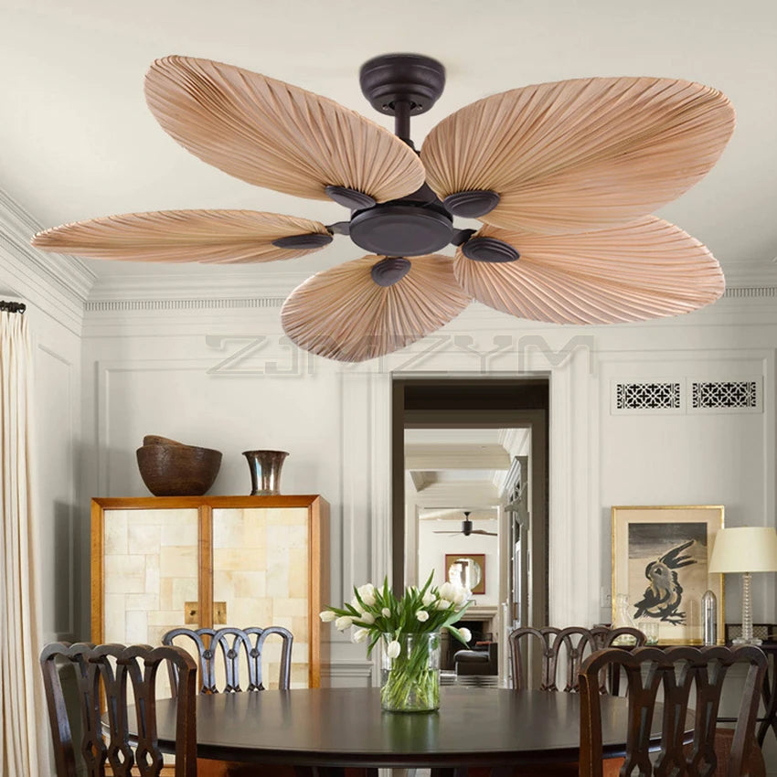 Rustic Style Ceiling Fan with Natural Fiber Blades