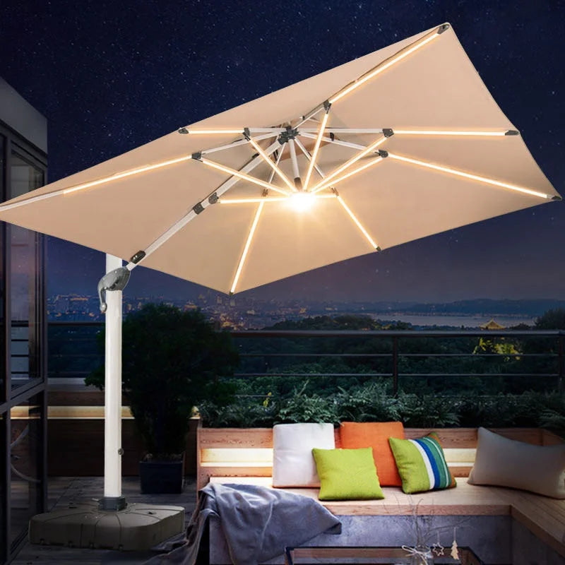 LED-Lit Cantilever Patio Umbrella