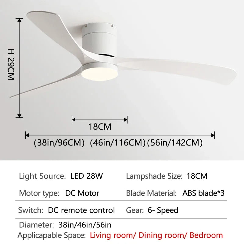 Ceiling Fan with LED Light and Remote Control.