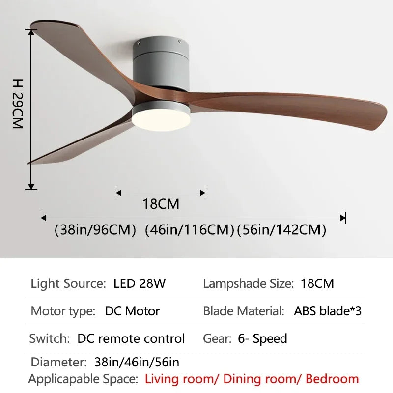 Ceiling Fan with LED Light and Remote Control.