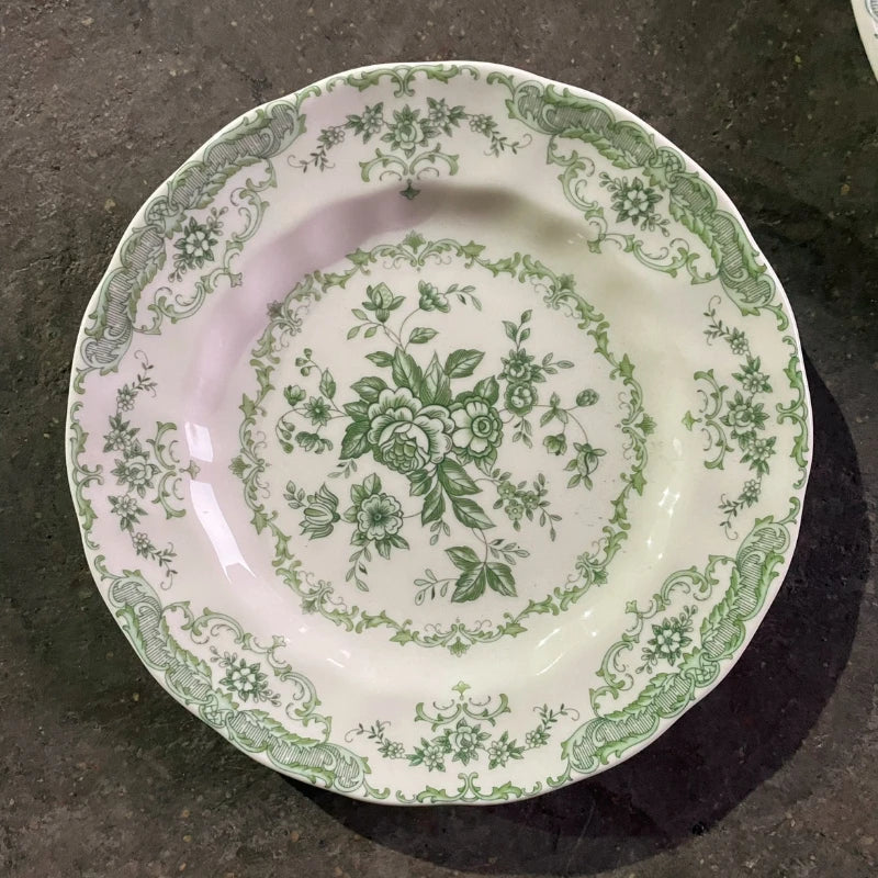Green Vintage Porcelain Plates