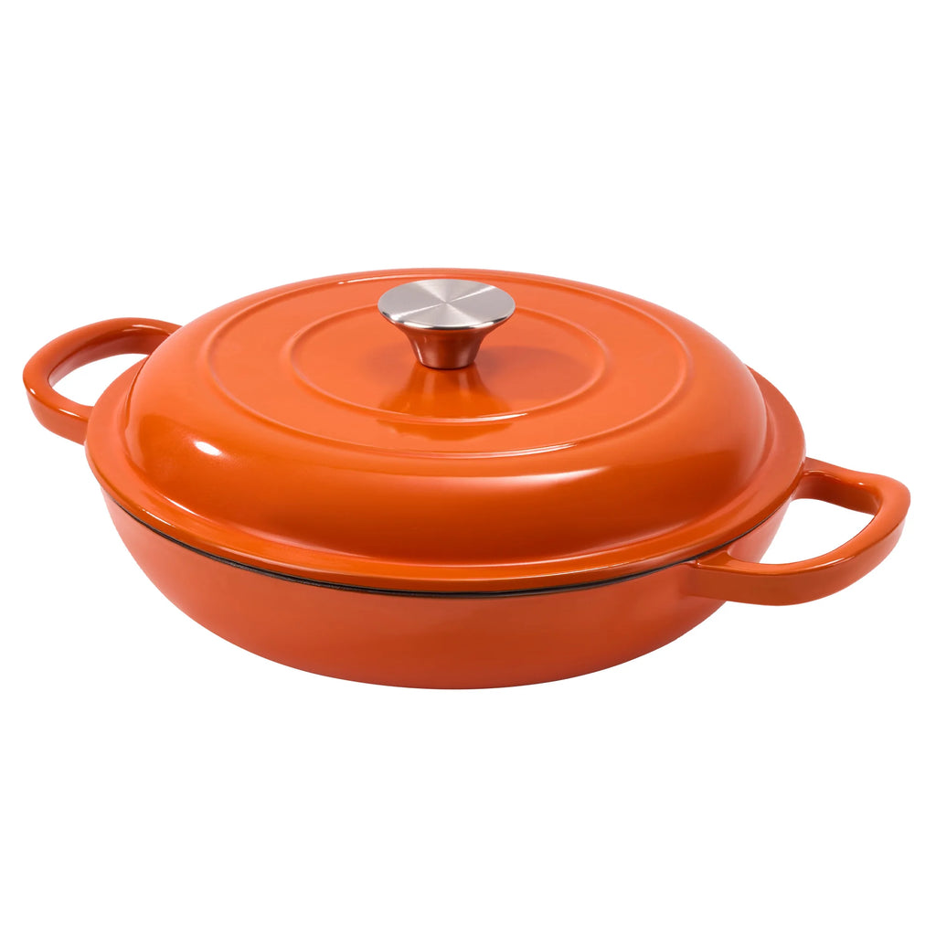 Shallow Cast Iron Casserole with Lid