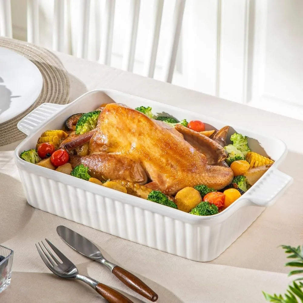 Rectangular Ceramic Baking Dish with Handles
