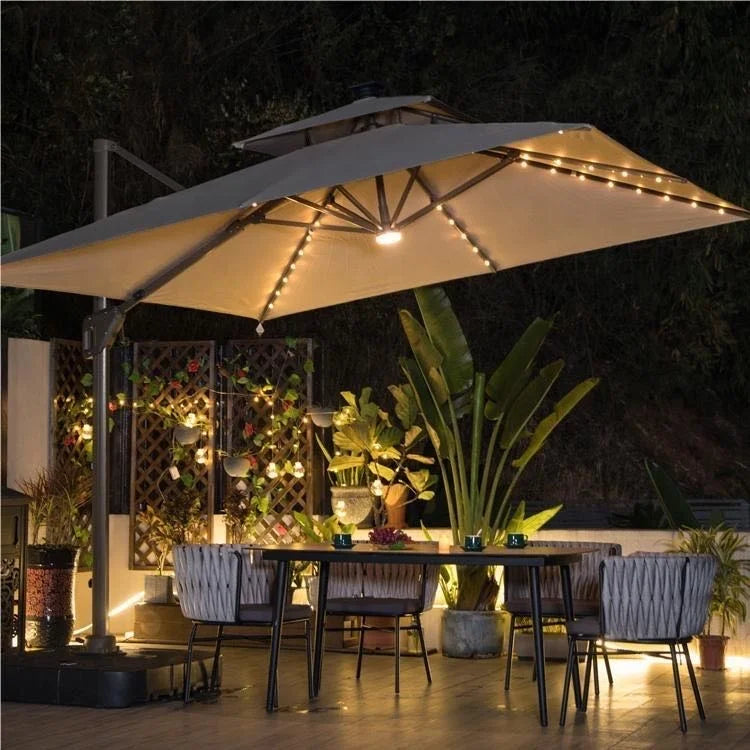 LED-Lit Cantilever Patio Umbrella