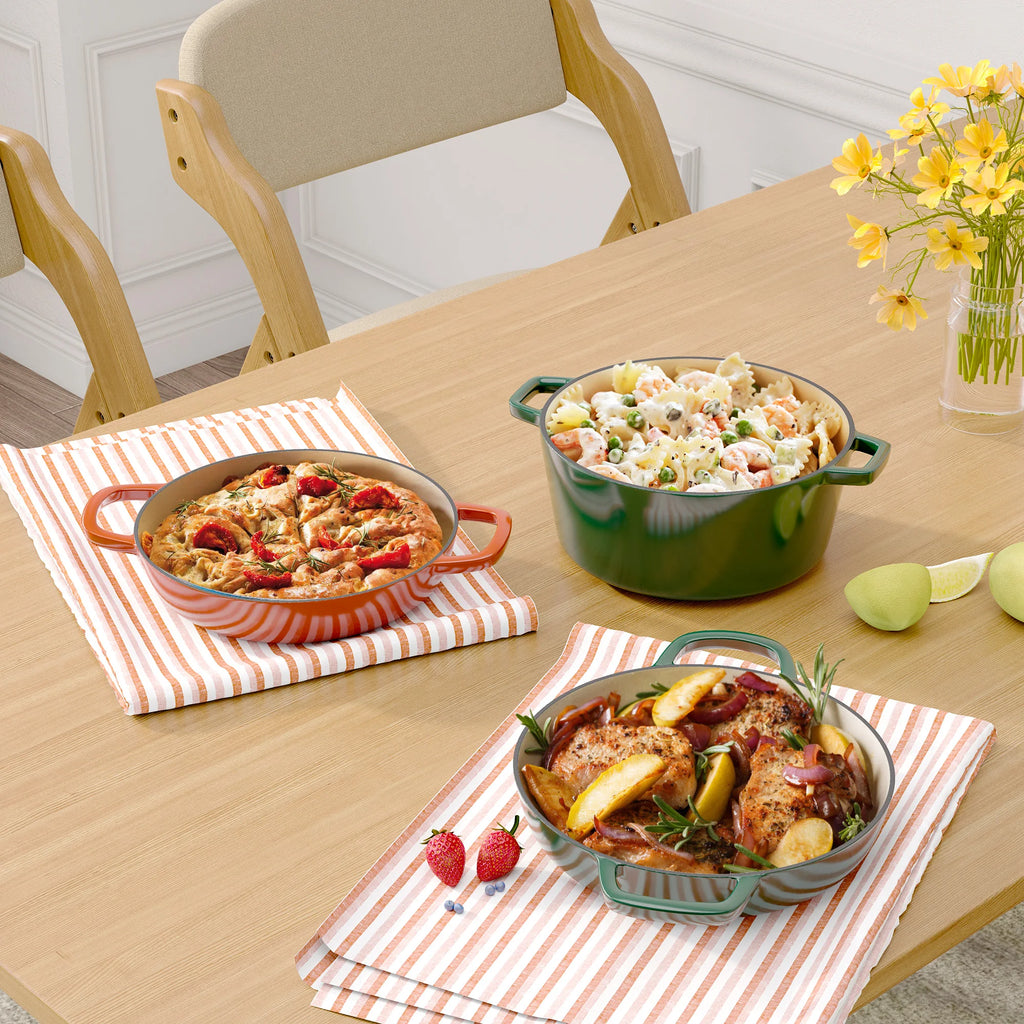 Shallow Cast Iron Casserole with Lid