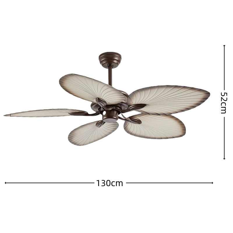Retro Ceiling Fan with Wooden Blades and Integrated Light