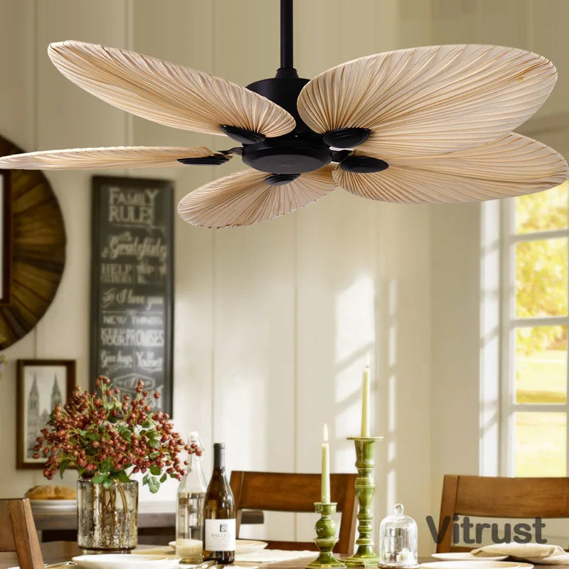 Ceiling Fan with Leaf-Shaped Blades