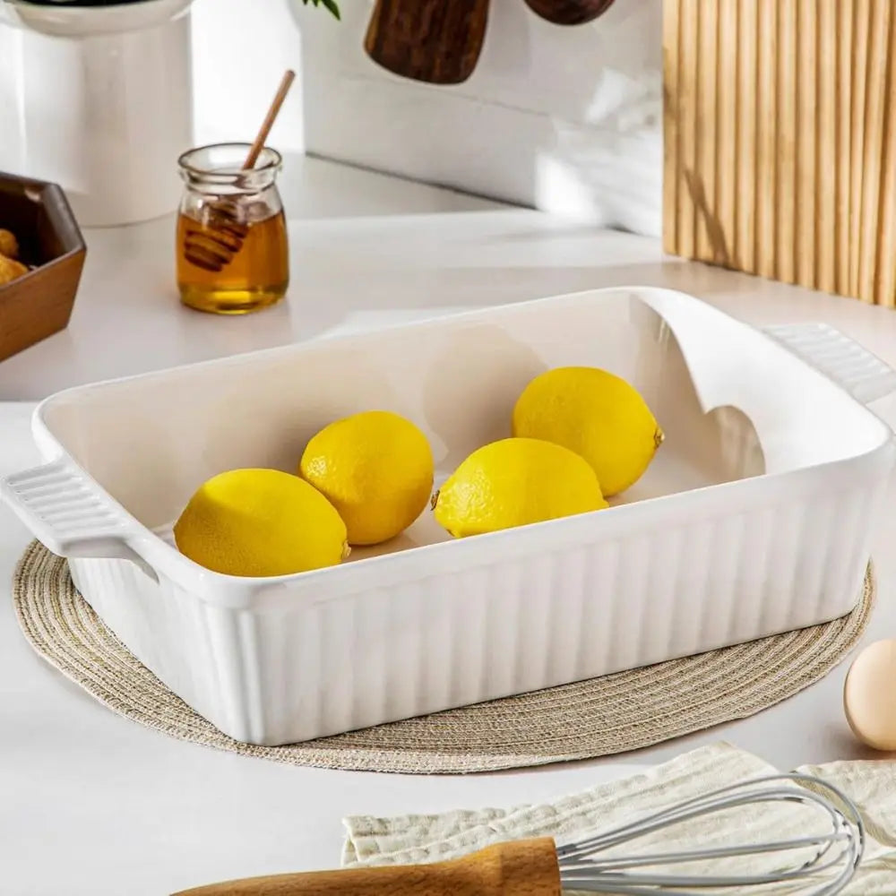 Rectangular Ceramic Baking Dish with Handles